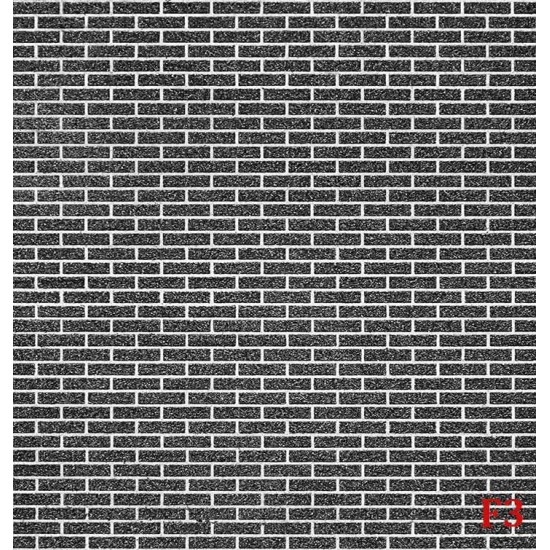 Photo mural imitation embossed black bricks white edge