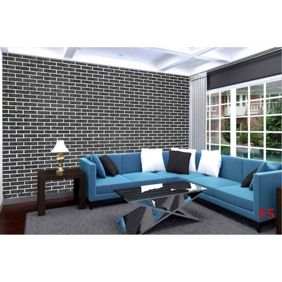 Photo mural imitation embossed black bricks white edge