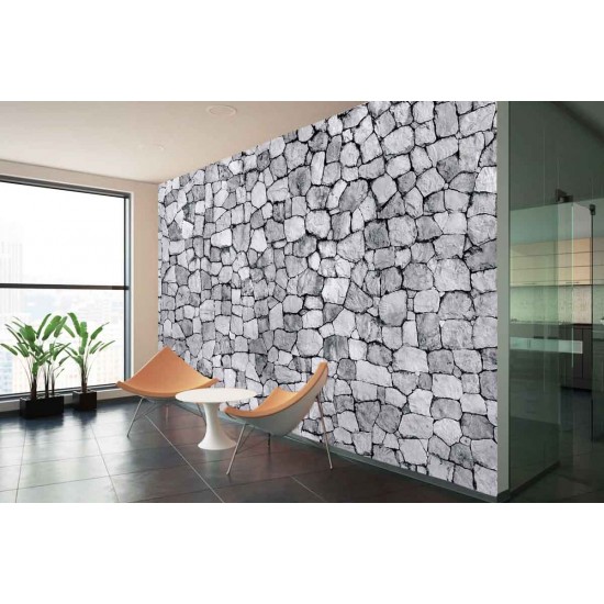 Photo mural stone wall stone rough in gray 2 shades