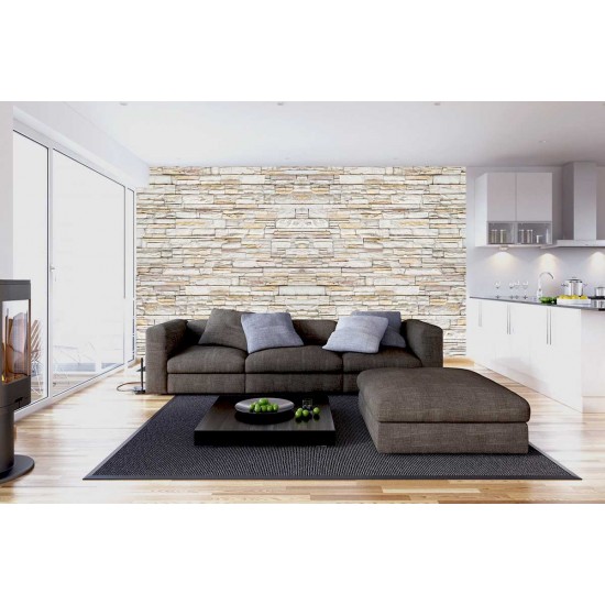 Photo mural stone edged wall perfect imitation bright