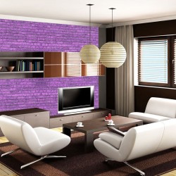Wall mural imitation of a wall in purple bricks