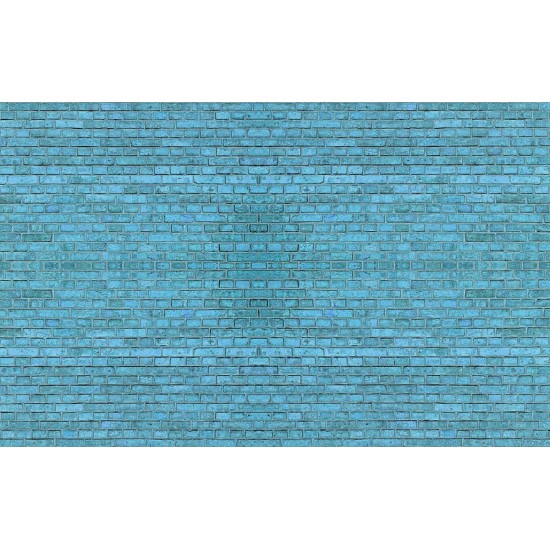 Wall mural imitation of a brick wall in turquoise Wall mural imitation of a brick wall in turquoise