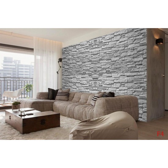 Wallpapers mural stacked stone imitation in grey 2