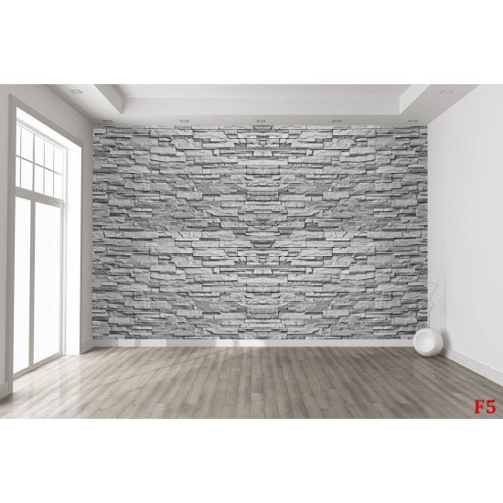 Wallpapers mural stacked stone imitation in grey 2