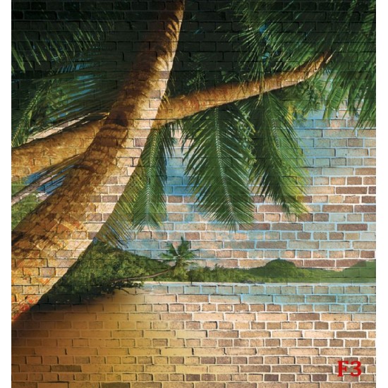 Wallpapers mural modern brick wall with view of palms
