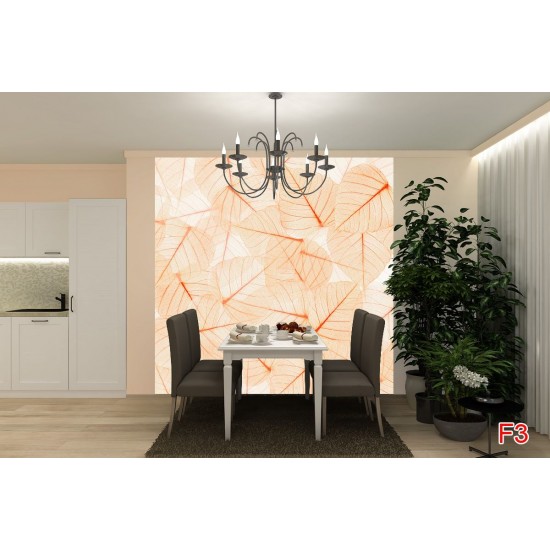 Wall mural leaves structure in orange gamma