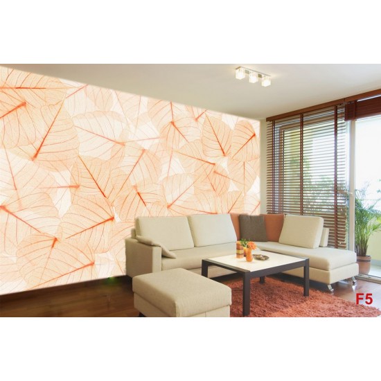 Wall mural leaves structure in orange gamma