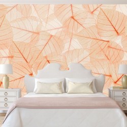 Wall mural leaves structure in orange gamma