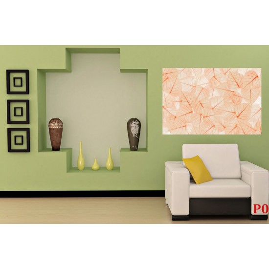 Wall mural leaves structure in orange gamma