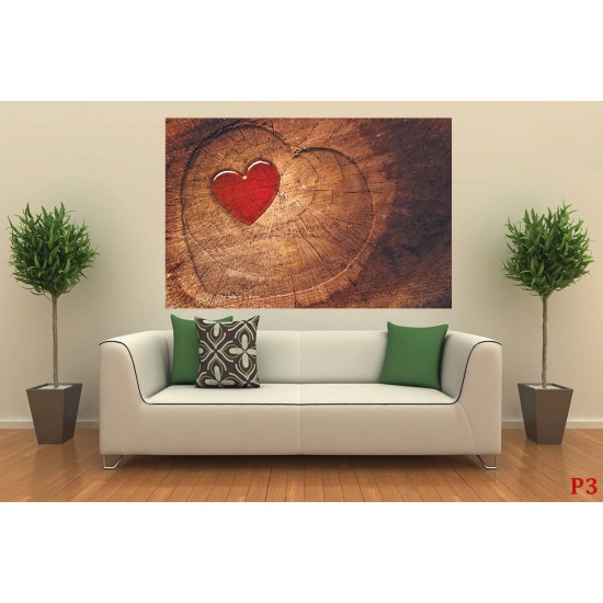 Photo mural wooden structure in the shape of a hart 2 Photo mural wooden structure in the shape of a hart 2