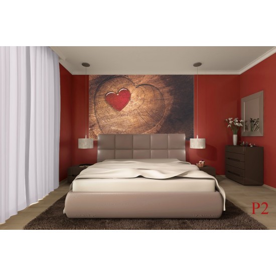 Photo mural wooden structure in the shape of a hart 2 Photo mural wooden structure in the shape of a hart 2