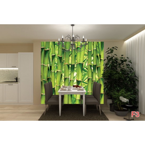 Wall mural wall of stacked green bamboo 2