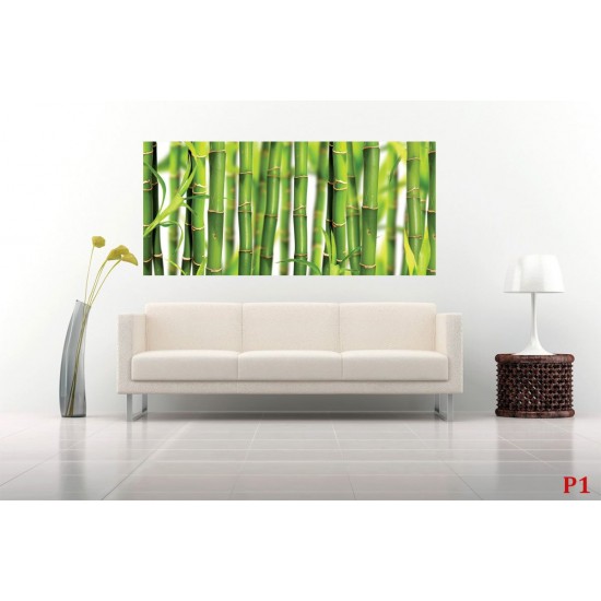 Wall mural with placed green bamboo