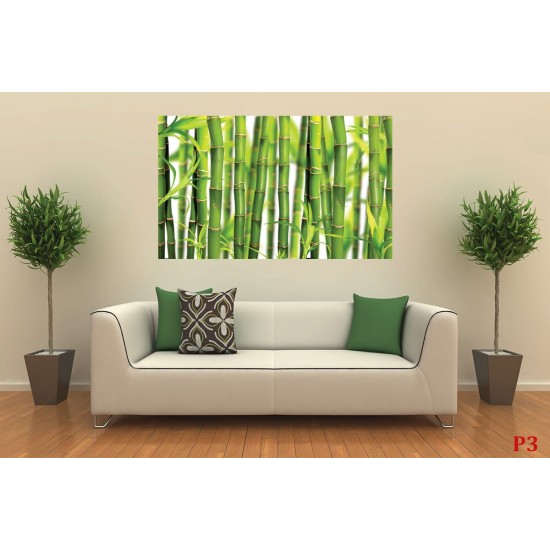 Wall mural with placed green bamboo