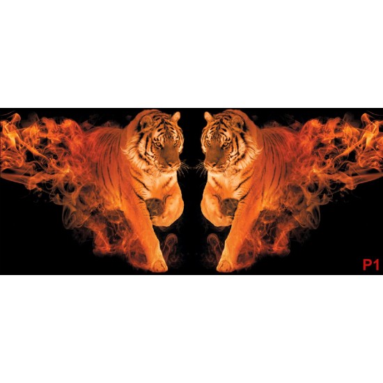 Wallpapers mural a tiger couple with flames in 2 colors