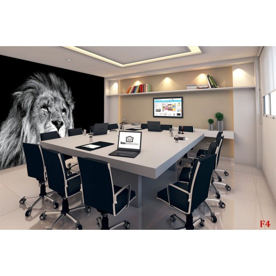 Wall mural big lion head on black background Wall mural big lion head on black background