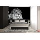 Wall mural big lion head on black background Wall mural big lion head on black background