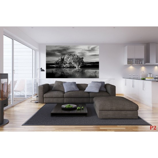 Wallpapers mural leopard in grey sunset Wallpapers mural leopard in grey sunset