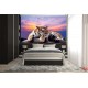 Photo mural purple sunset with a big tiger