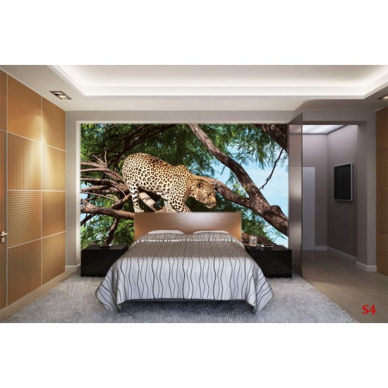 Wallpapers mural hunting leopard on a tree