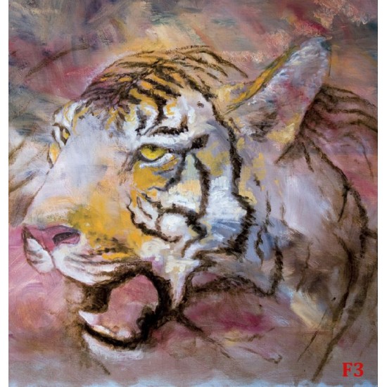 Wallpapers mural tiger's head painted in 3 colours Wallpapers mural tiger's head painted in 3 colours