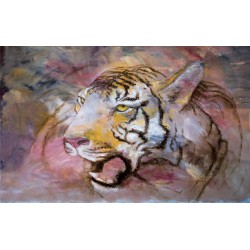 Wallpapers mural tiger's head painted in 3 colours