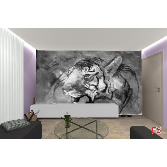 Wallpapers mural tiger's head painted in 3 colours Wallpapers mural tiger's head painted in 3 colours