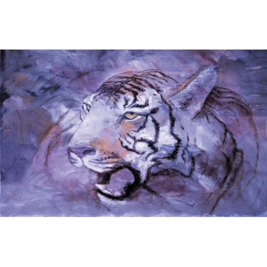 Wallpapers mural tiger's head painted in 3 colours Wallpapers mural tiger's head painted in 3 colours