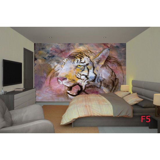 Wallpapers mural tiger's head painted in 3 colours Wallpapers mural tiger's head painted in 3 colours