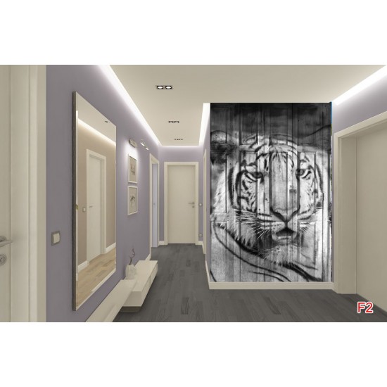 Wallpapers mural tiger's head painted on a door Wallpapers mural tiger's head painted on a door