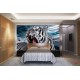 Wallpapers mural head of an angry tiger in 2 colors Wallpapers mural head of an angry tiger in 2 colors