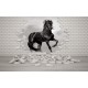 Wall mural black horse in the broken brick wall Wall mural black horse in the broken brick wall