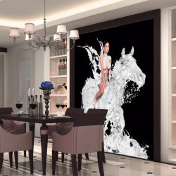 Wallpapers mural art woman on horseback