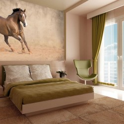 Wallpapers galloping horse with beige coating