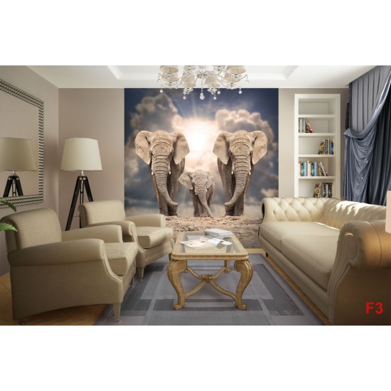 Wallpaper view of three beautiful elephants