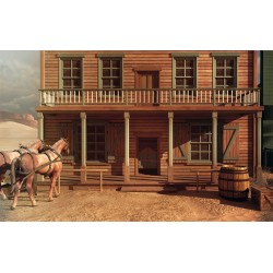 Wallpapers retro look with horses and American-style house