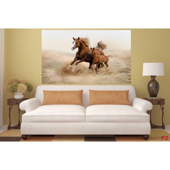 Wall mural brown horse with a little horsey Wall mural brown horse with a little horsey
