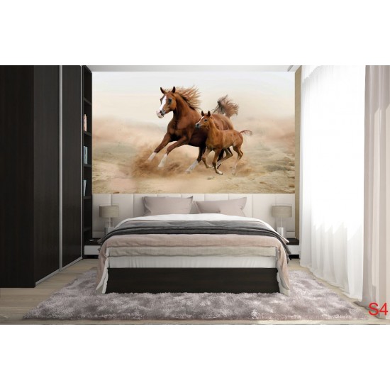 Wall mural brown horse with a little horsey Wall mural brown horse with a little horsey