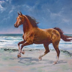 Wallpapers mural painted horse on a sea shore picture 