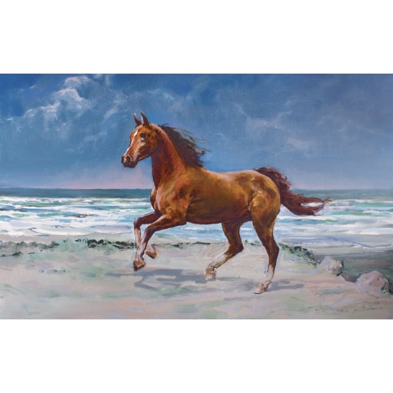 Wallpapers mural painted horse on a sea shore picture 