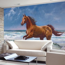 Wallpapers mural painted horse on a sea shore picture 