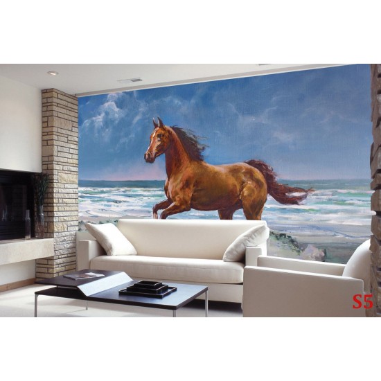 Wallpapers mural painted horse on a sea shore picture 
