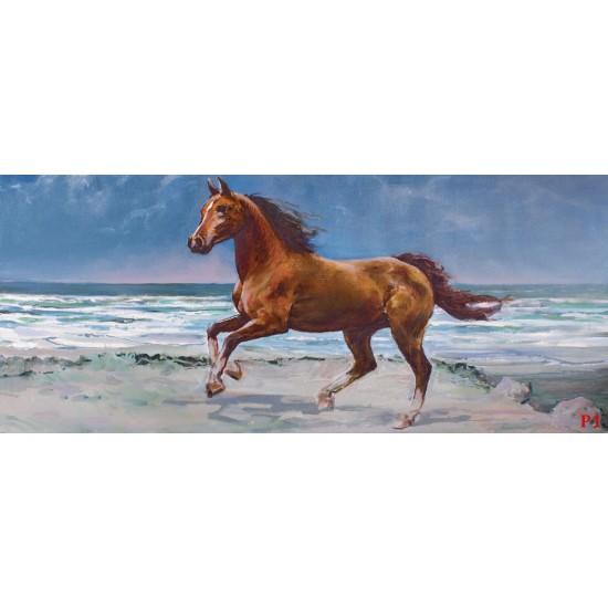 Wallpapers mural painted horse on a sea shore picture 