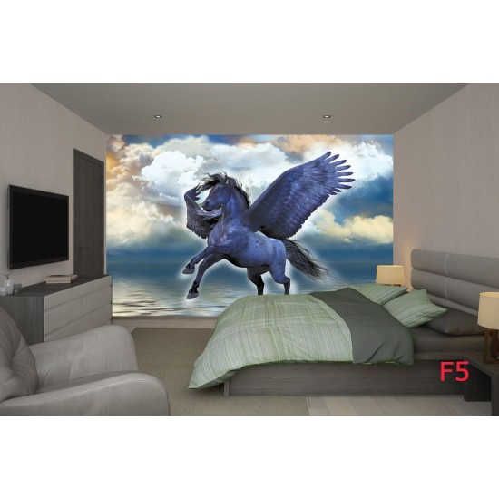 Wall mural fantastic horse Pegasus blue