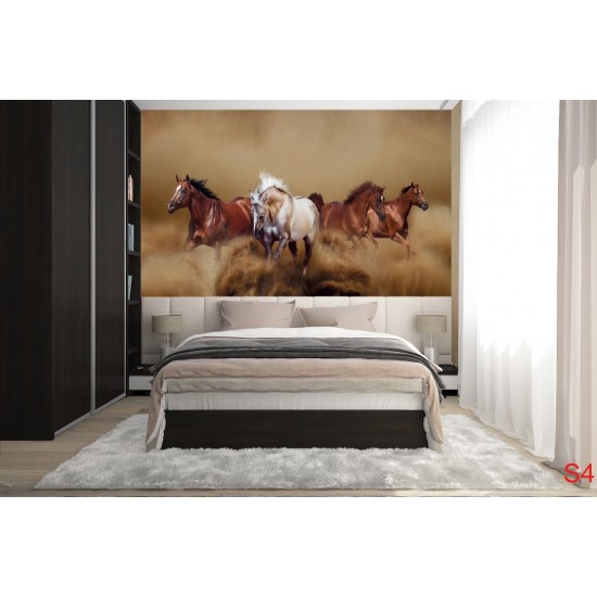 Wall mural beautiful horses in gallop in 2 colors Wall mural beautiful horses in gallop in 2 colors