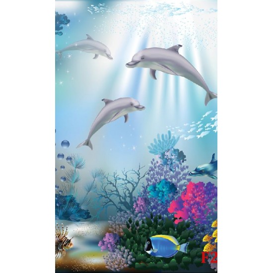 Wallpapers mural sea bottom with dolphins 