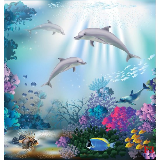 Wallpapers mural sea bottom with dolphins 