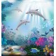 Wallpapers mural sea bottom with dolphins 
