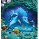 Wallpapers mural 3D visualization sea bottom with dolphins in 2 colors Wallpapers mural 3D visualization sea bottom with dolphins in 2 colors