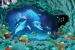 Wallpapers mural 3D visualization sea bottom with dolphins in 2 colors